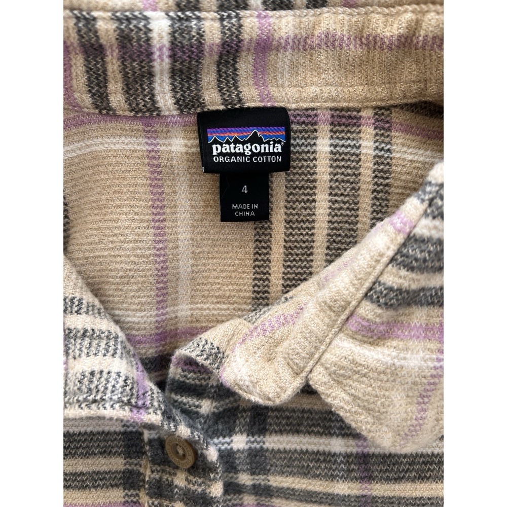 Patagonia Fjord Flannel Shirt Women's Small Size 4 Plaid 100% Organic Cotton - Picture 4 of 5